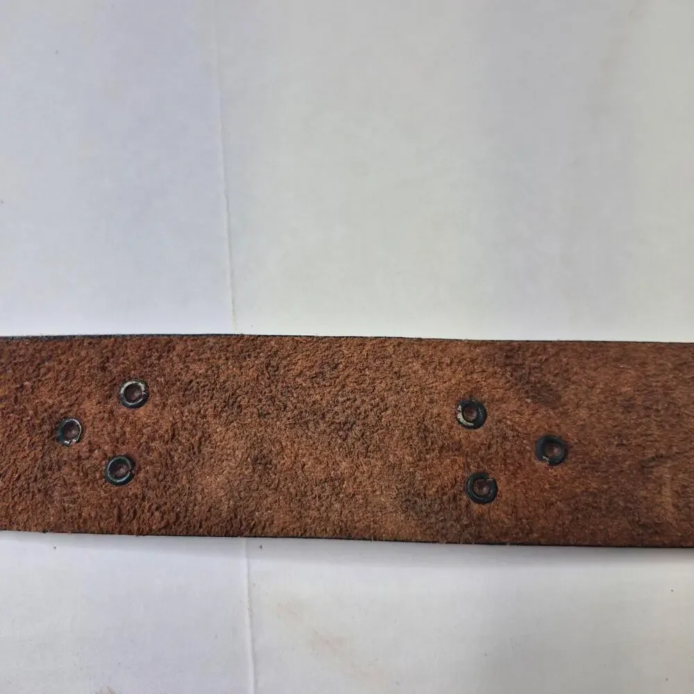 Leather Belt Mens Size 34 Brown Oil Tanned Harness Work Adjustable Buckle